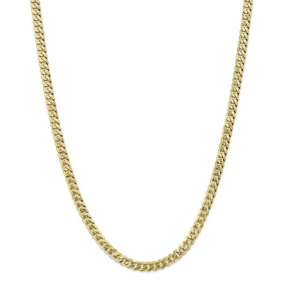 5.75mm 10k Yellow Gold Flat Beveled Curb Chain Necklace, 24 Inch - Picture 3 of 8